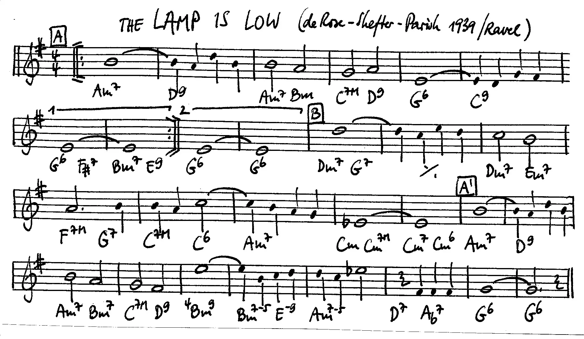 the lamp is low free jazz leadsheet - Courtesy of the Jungle Jazz Band